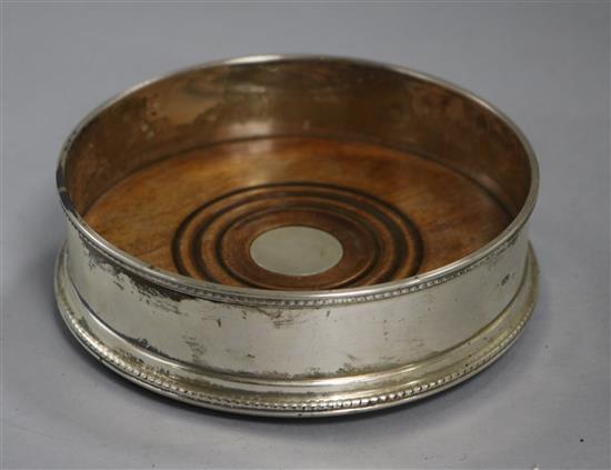 A modern silver wine coaster, John Bull Ltd, London, 1994, 13cm.